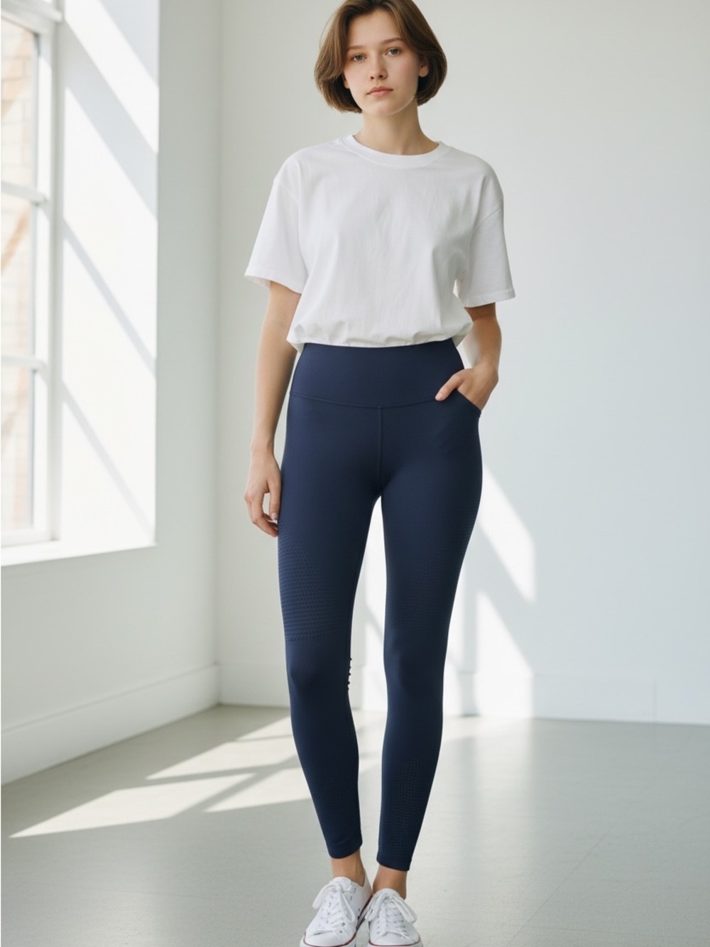 lululemon Navy High-Rise Textured Performance Leggings size 10